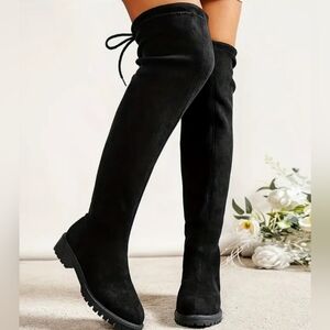 Black Faux Suede Over the knee Boots